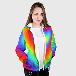 Куртка с капюшоном женская Сердце - радужный градиент, цвет: 3D-белый — фото 2