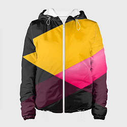 Женская куртка Желто-розовый дизайн на черном фоне