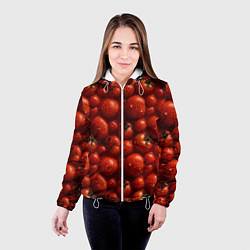 Куртка с капюшоном женская Сочная текстура из томатов, цвет: 3D-белый — фото 2