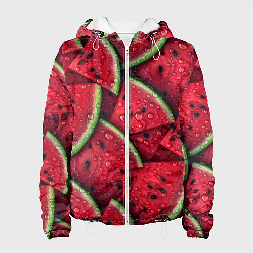 Женская куртка Сочная текстура из долек арбуза / 3D-Белый – фото 1