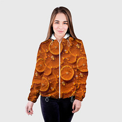 Куртка с капюшоном женская Сочная текстура из долек апельсина, цвет: 3D-белый — фото 2