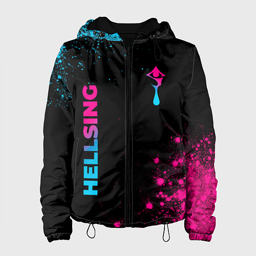 Женская куртка Hellsing - neon gradient: надпись, символ / 3D-Черный – фото 1