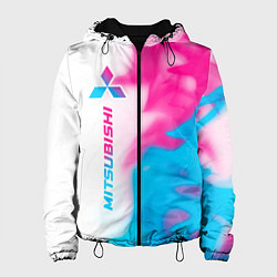 Куртка с капюшоном женская Mitsubishi neon gradient style: по-вертикали, цвет: 3D-черный