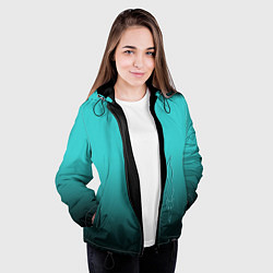 Куртка с капюшоном женская Силуэт лисы на градиентном фоне, цвет: 3D-черный — фото 2