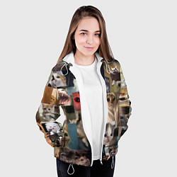 Куртка с капюшоном женская Мемные котики, цвет: 3D-белый — фото 2