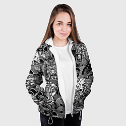 Куртка с капюшоном женская Татуировки самурая, цвет: 3D-белый — фото 2