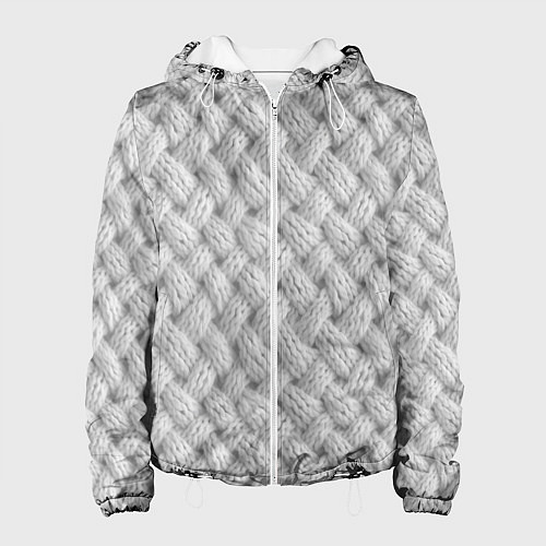 Женская куртка Крупный белый вязаный узор / 3D-Белый – фото 1