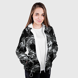 Куртка с капюшоном женская Татуировка японского дракона, цвет: 3D-белый — фото 2