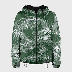 Женская куртка Татуировка дракона на зеленом фоне