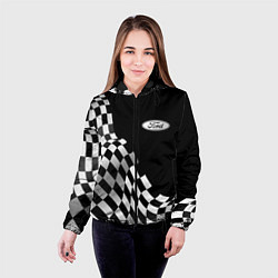 Куртка с капюшоном женская Ford racing flag, цвет: 3D-черный — фото 2