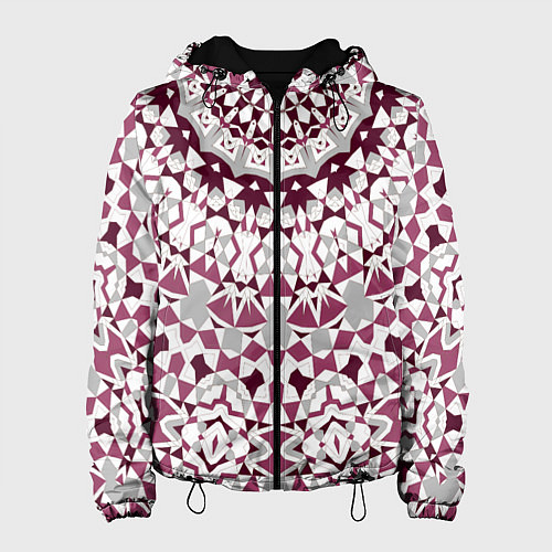 Женская куртка Этнический узор мандала в бордово-серых тонах / 3D-Черный – фото 1