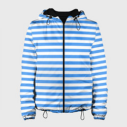 Куртка с капюшоном женская Тельняшка васильковая ВДВ, цвет: 3D-черный