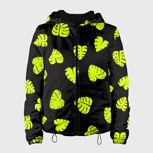 Женская куртка Листья - Монстера / 3D-Черный – фото 1