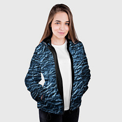 Куртка с капюшоном женская Текстура мятой бумаги, цвет: 3D-черный — фото 2