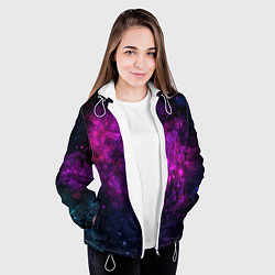 Куртка с капюшоном женская Neon pink nebula, цвет: 3D-белый — фото 2