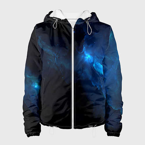 Женская куртка Чёрный и синий космос / 3D-Белый – фото 1