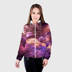 Куртка с капюшоном женская Фиолетовое облако, цвет: 3D-белый — фото 2