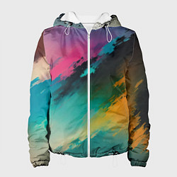 Куртка с капюшоном женская Абстрактный туман, цвет: 3D-белый