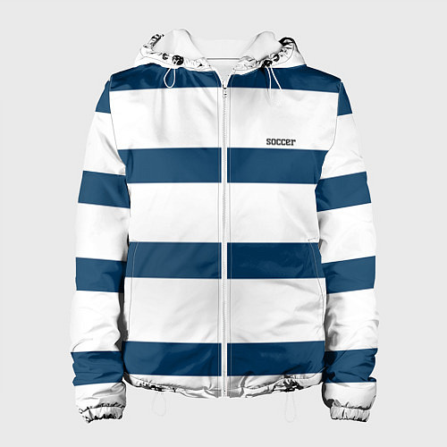 Женская куртка Бело-синий полосатый узор / 3D-Белый – фото 1