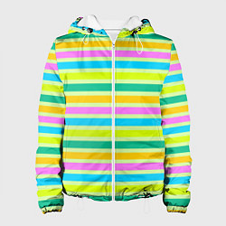 Женская куртка Желто-зеленый полосатый узор