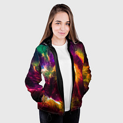 Куртка с капюшоном женская Небула в космосе разноцветная - нейронная сеть, цвет: 3D-черный — фото 2