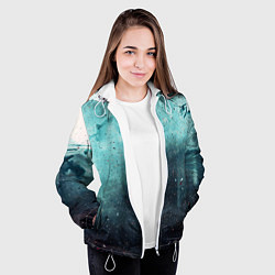Куртка с капюшоном женская Светло-синий тени и краски, цвет: 3D-белый — фото 2