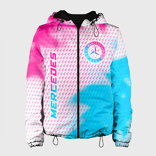 Женская куртка Mercedes neon gradient style: надпись, символ / 3D-Черный – фото 1