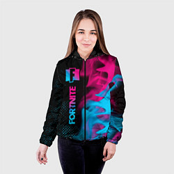 Куртка с капюшоном женская Fortnite - neon gradient: по-вертикали, цвет: 3D-черный — фото 2