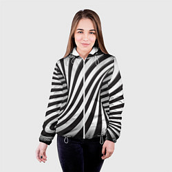 Куртка с капюшоном женская Полосатая зебра, цвет: 3D-белый — фото 2