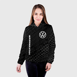 Куртка с капюшоном женская Volkswagen карбоновый фон, цвет: 3D-черный — фото 2