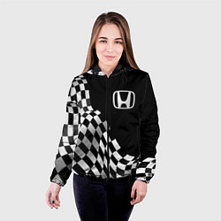 Куртка с капюшоном женская Honda racing flag, цвет: 3D-черный — фото 2