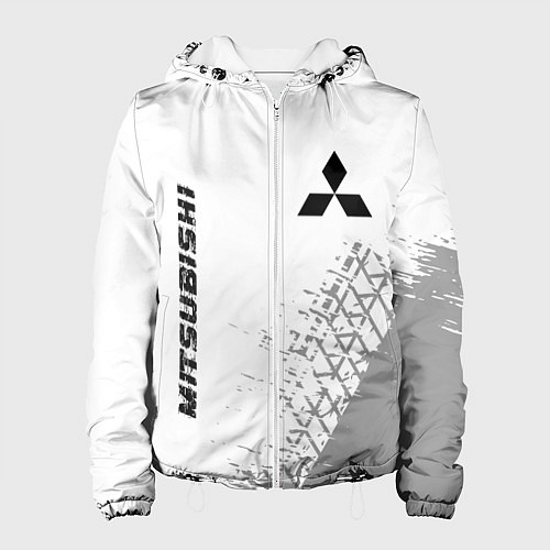 Женская куртка Mitsubishi speed на светлом фоне со следами шин: н / 3D-Белый – фото 1