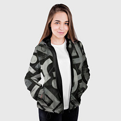 Куртка с капюшоном женская Шрифтовые узоры, цвет: 3D-черный — фото 2