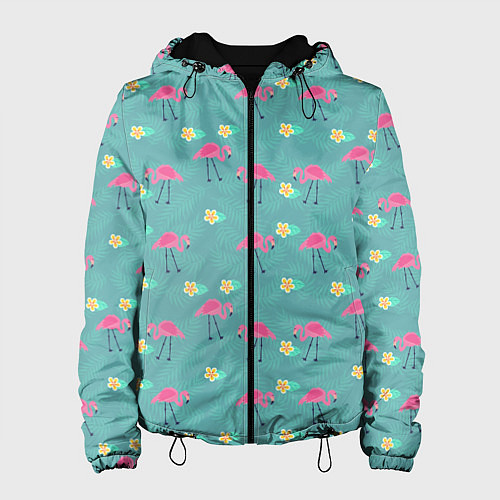 Женская куртка Летний паттерн с фламинго / 3D-Черный – фото 1