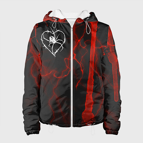 Женская куртка Гранж, разводы и паук / 3D-Белый – фото 1