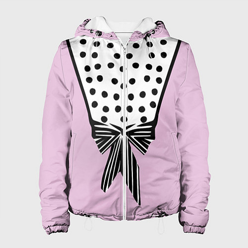 Женская куртка Костюм Барби: черный горох с полосатым бантом / 3D-Белый – фото 1