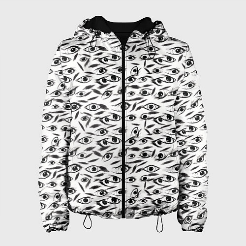 Женская куртка Море глаз на белом фоне / 3D-Черный – фото 1