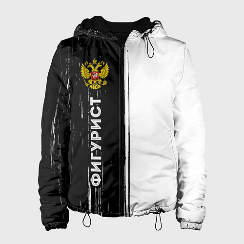 Женская куртка Фигурист из России и герб РФ: по-вертикали / 3D-Черный – фото 1