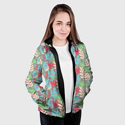 Куртка с капюшоном женская Цветные веточки, цвет: 3D-черный — фото 2
