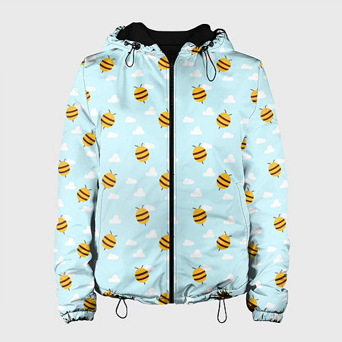 Женская куртка Паттерн облака и пчелы / 3D-Черный – фото 1