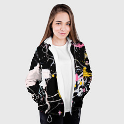 Куртка с капюшоном женская Композиция из пятен красок, цвет: 3D-белый — фото 2