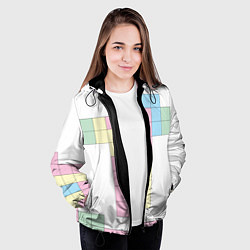 Куртка с капюшоном женская Тетрис буква т падающие блоки, цвет: 3D-черный — фото 2