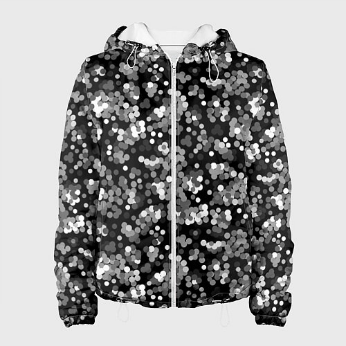 Женская куртка Черно-белый узор в горошек / 3D-Белый – фото 1