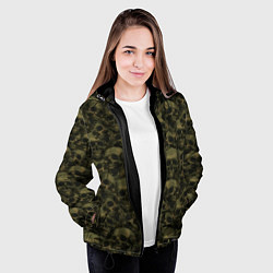 Куртка с капюшоном женская Страшный рисунок из черепов, цвет: 3D-черный — фото 2