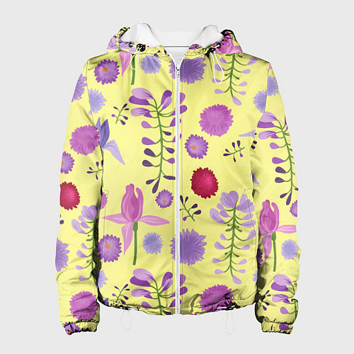 Женская куртка Фиолетовый цветник / 3D-Белый – фото 1