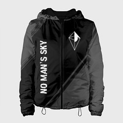 Куртка с капюшоном женская No Mans Sky glitch на темном фоне: надпись, символ, цвет: 3D-черный