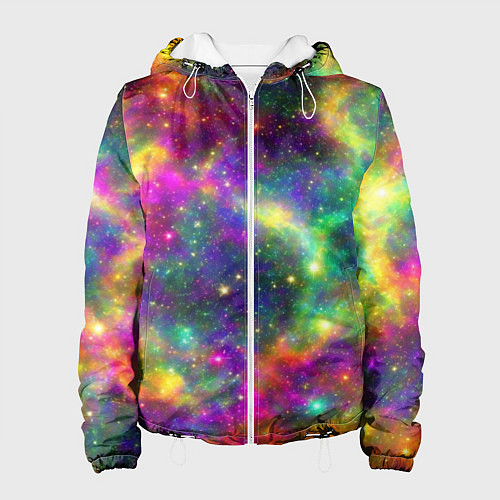 Женская куртка Яркий неоновый космос / 3D-Белый – фото 1