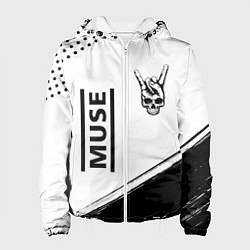 Куртка с капюшоном женская Muse и рок символ на светлом фоне, цвет: 3D-белый