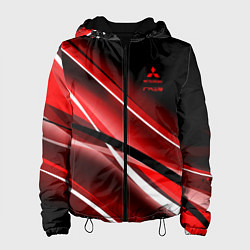 Куртка с капюшоном женская Mitsubishi emblem Митсубиши, цвет: 3D-черный