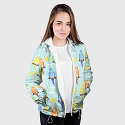 Куртка с капюшоном женская Попугайчики, цвет: 3D-белый — фото 2